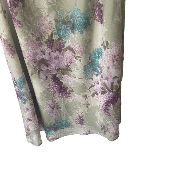 K Woman Petite Vintage 90s 16WP Floral Fairy Cottage Green Purple Maxi Dress - Picture 3 of 9